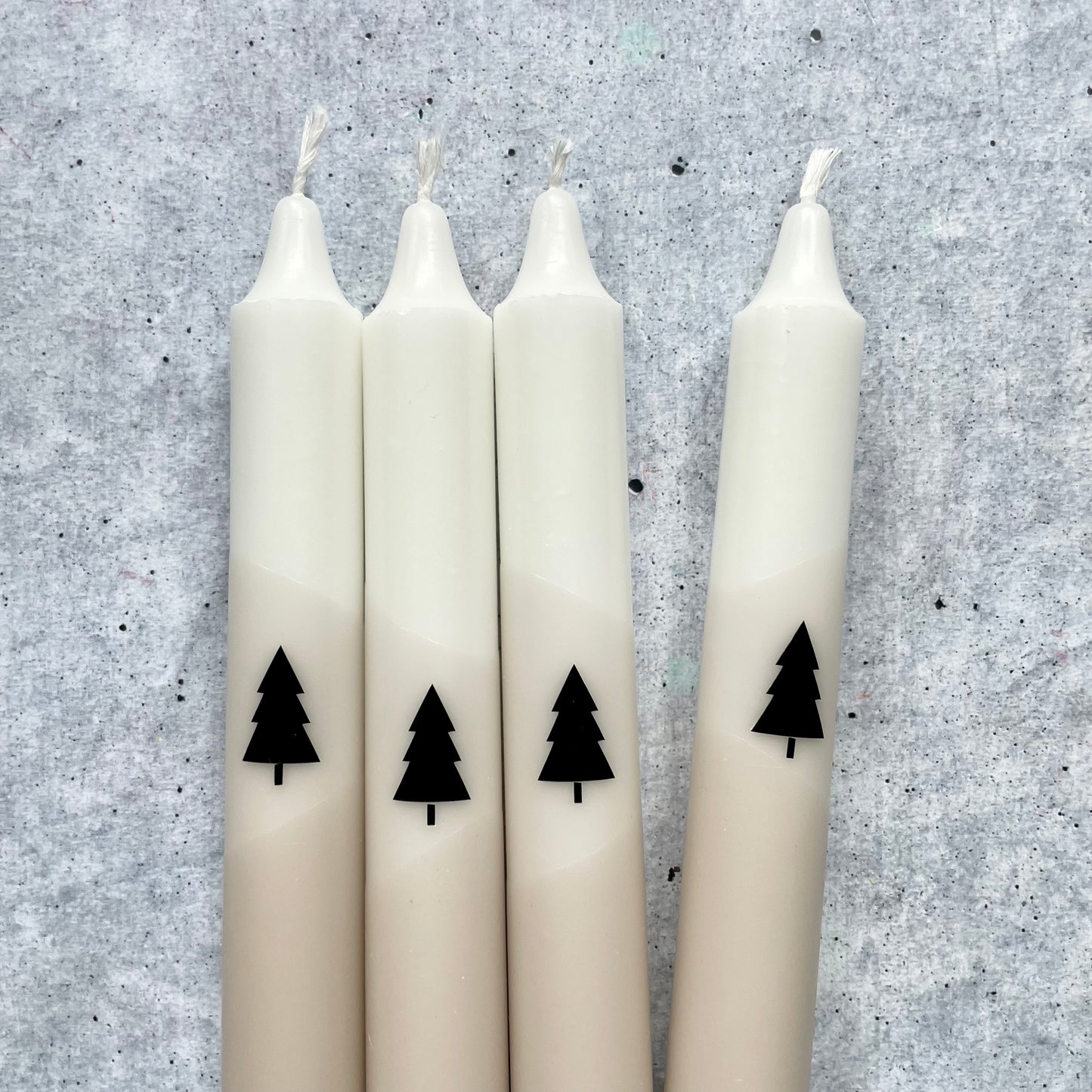 Dip Dye Kerzen | Weihnachtsbaum Tanne beige | 4er Set