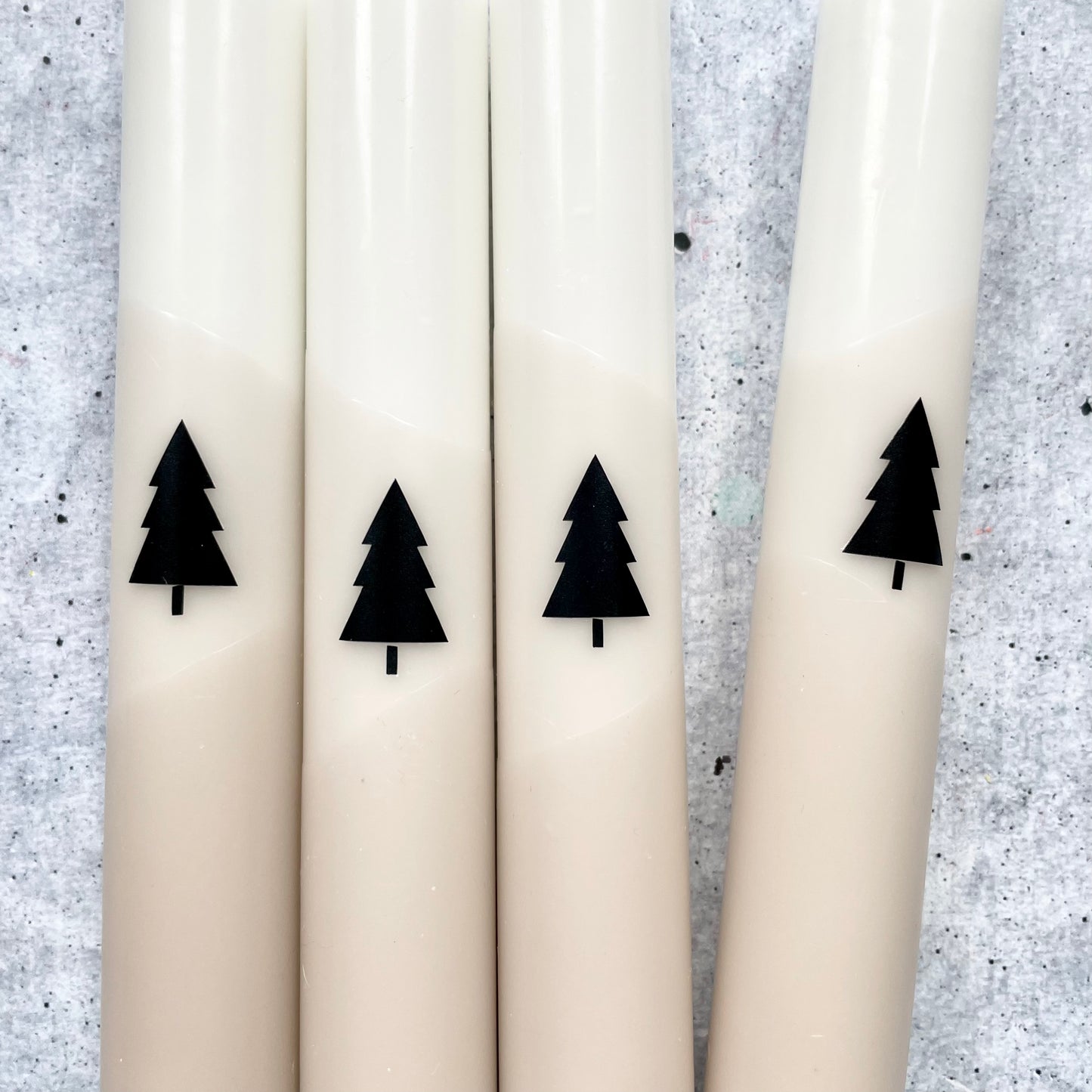 Dip Dye Kerzen | Weihnachtsbaum Tanne beige | 4er Set