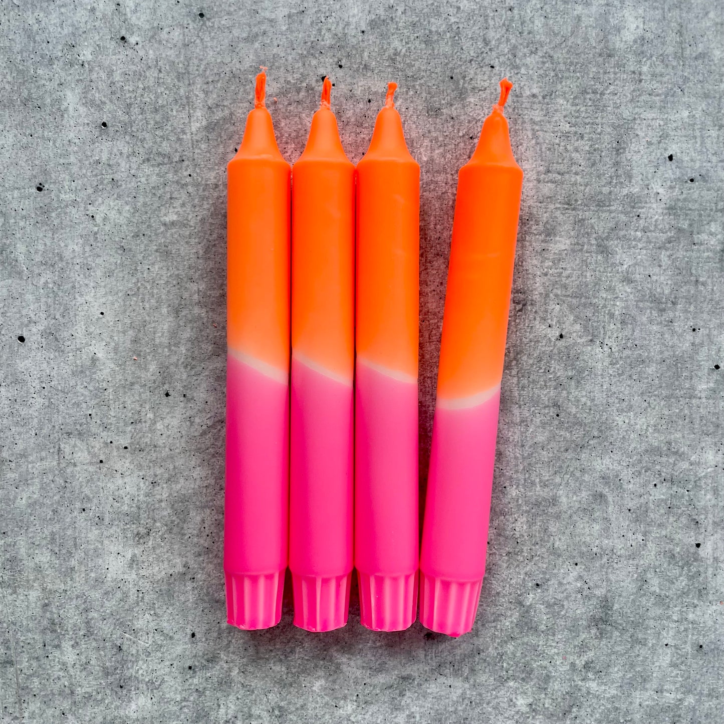 Dip Dye Kerzen | neonpink-neonorange | 4er Set