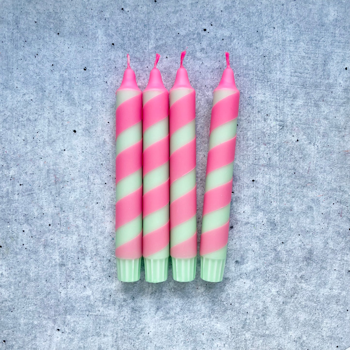 Dip Dye Kerzen | Swirl mint-neonpink | 4er Set