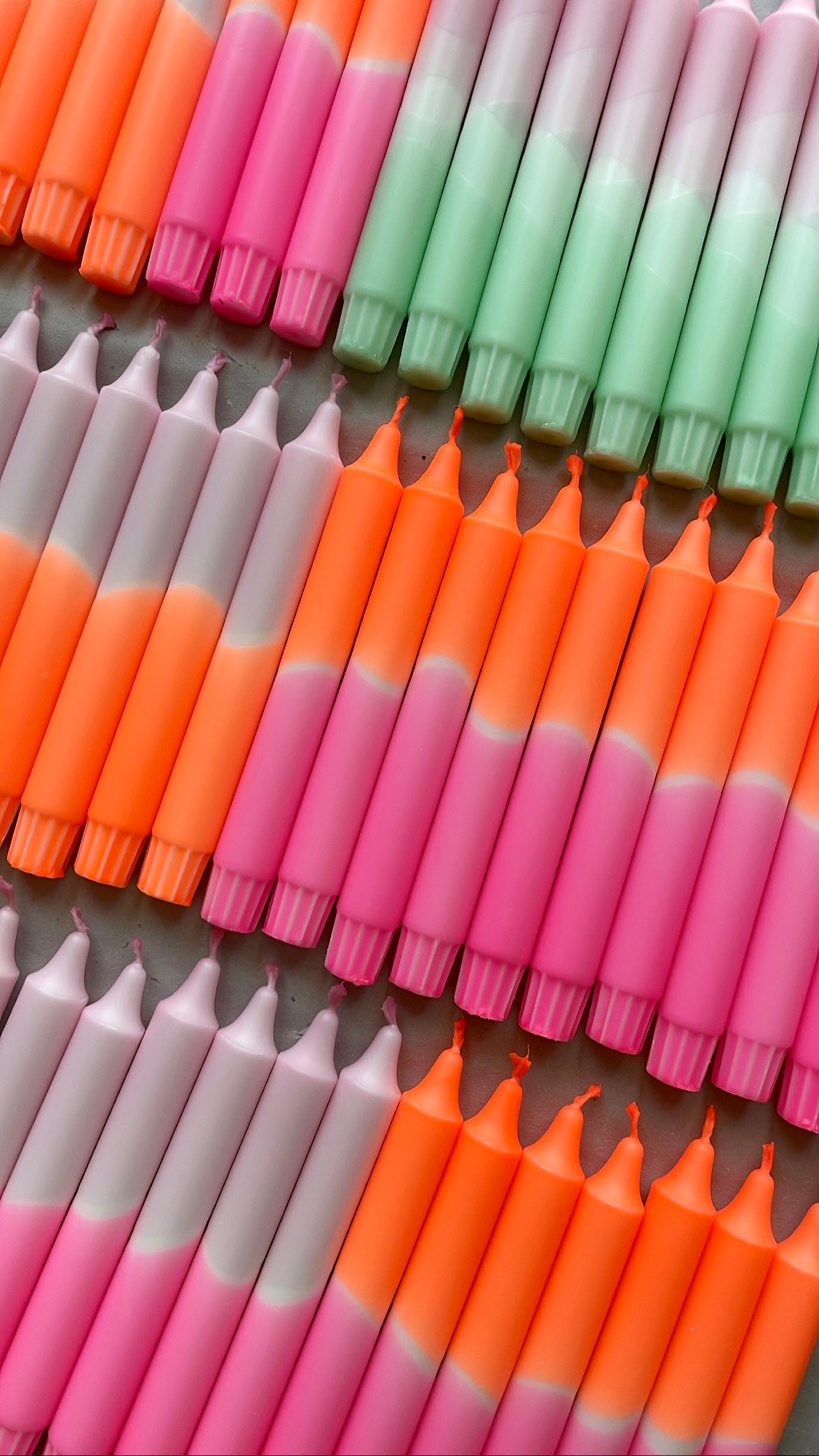 Dip Dye Kerzen | neonpink-neonorange | 4er Set