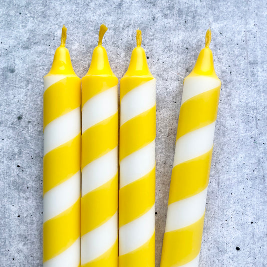 Dip Dye Kerzen | Swirl gelb | 4er Set