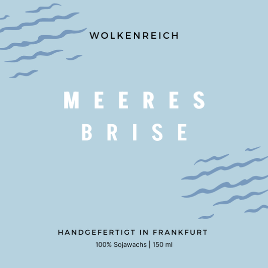 Meeresbrise Duftkerze Etikett – edles Kerzendesign und harmonische Farbnuancen