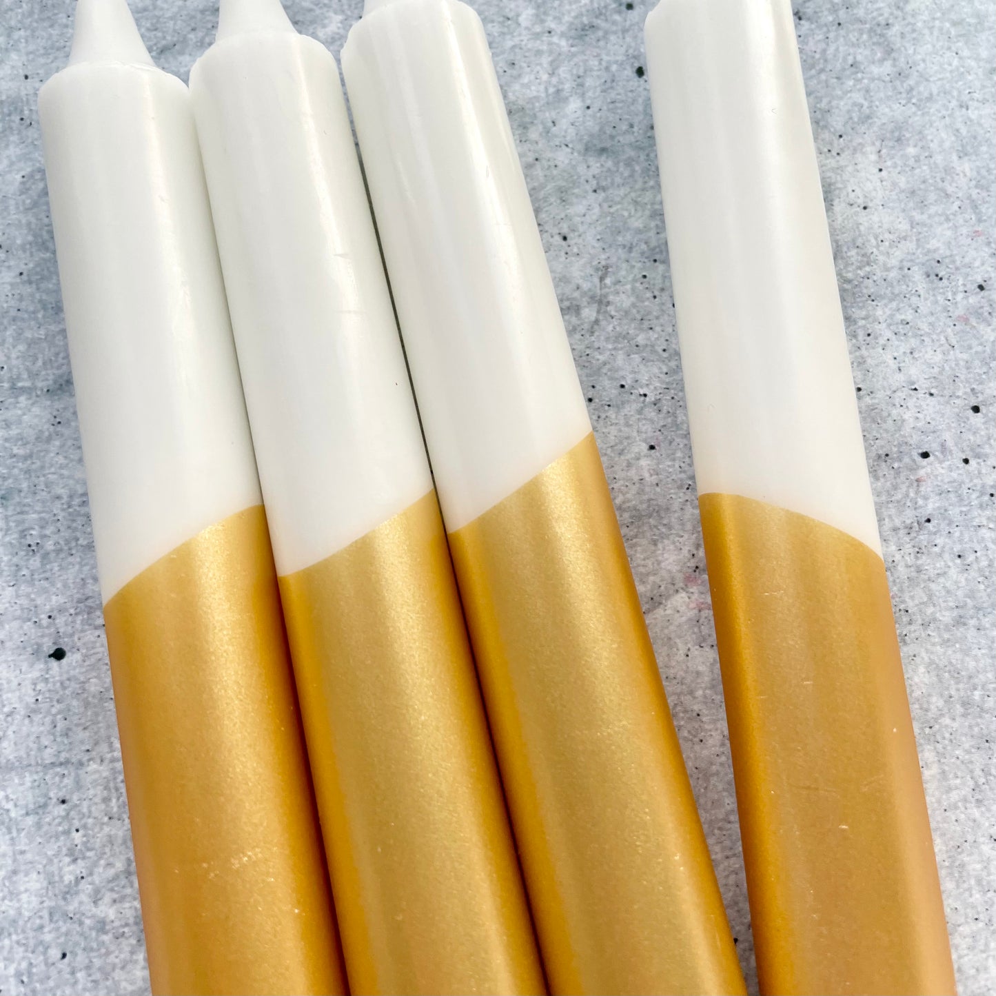 Dip Dye Kerzen | gold-weiß | 4er Set