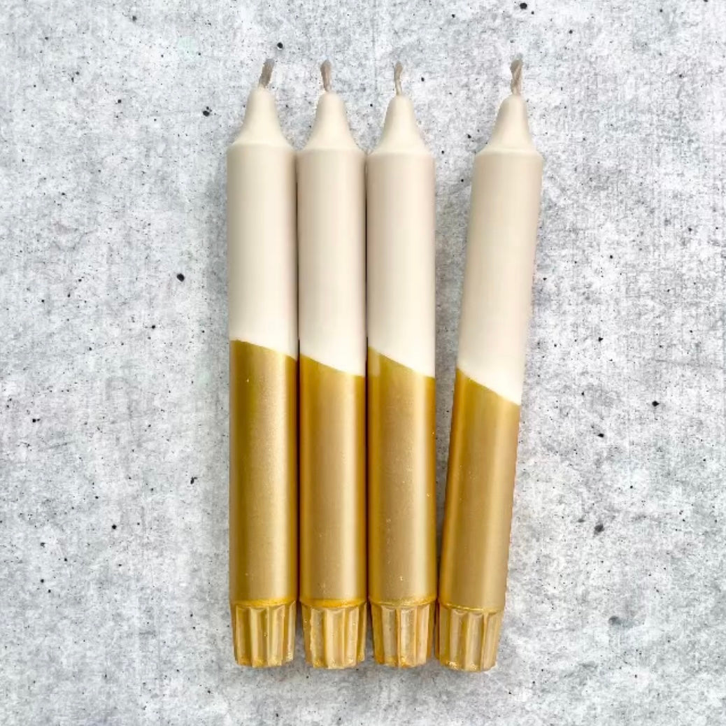 Dip Dye Kerzen | gold-beige | 4er Set