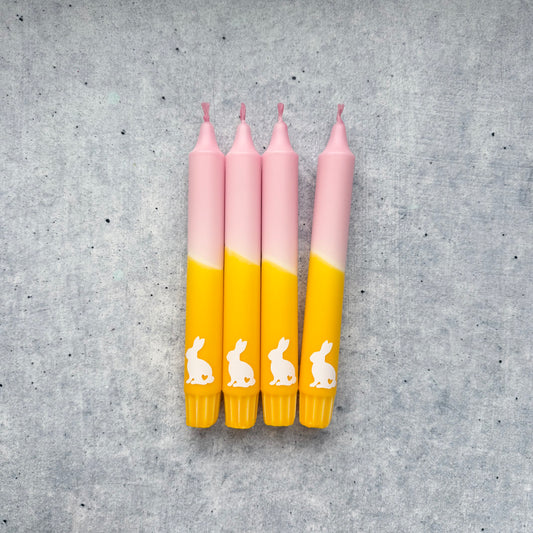 Dip Dye Kerzen | gelb-rosa | Ostern 4er Set