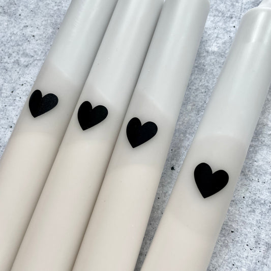 Eulenschnitt x Wolkenreich | Dip Dye Kerzen | Herz beige-grau | 4er Set