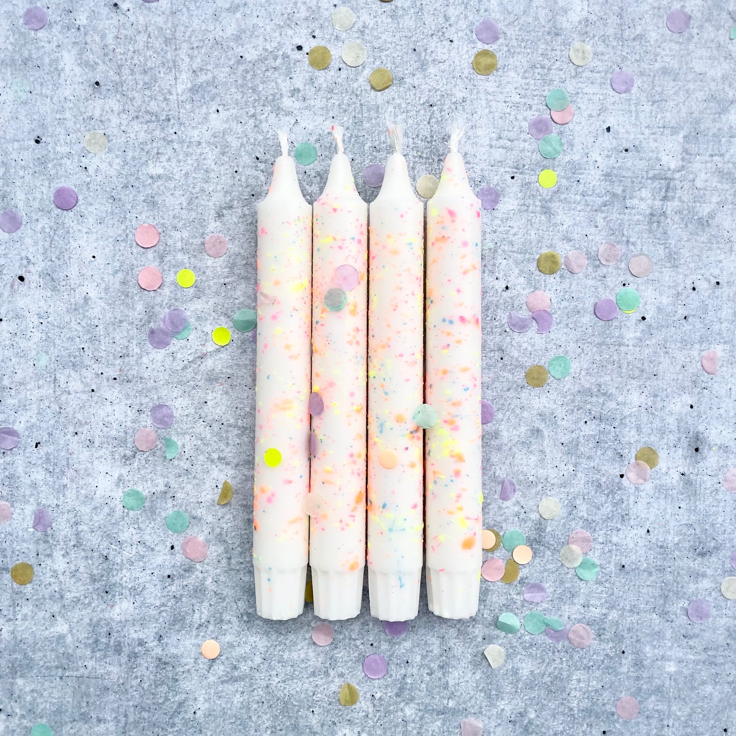Konfettikerzen neon + blau | 4er Set