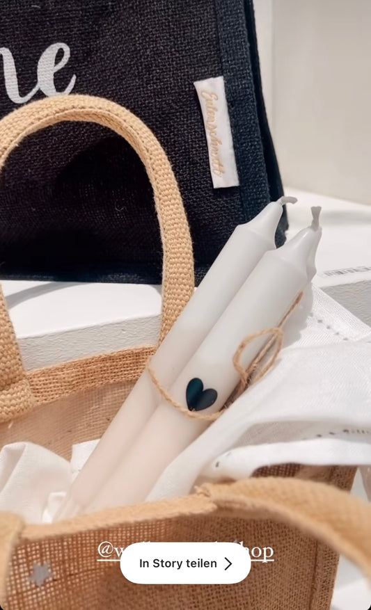 Eulenschnitt x Wolkenreich | Dip Dye Kerzen | Herz beige Boho | 4er Set