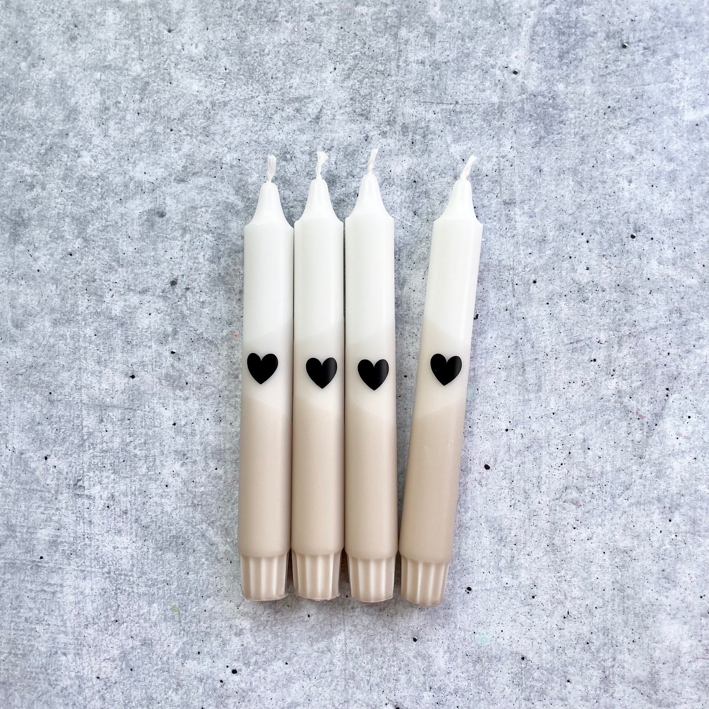 Eulenschnitt x Wolkenreich | Dip Dye Kerzen | Herz beige Boho | 4er Set