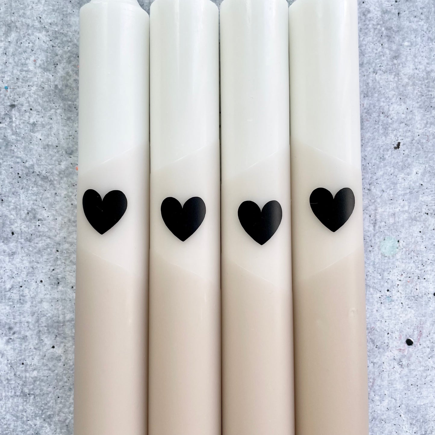 Eulenschnitt x Wolkenreich | Dip Dye Kerzen | Herz beige Boho | 4er Set