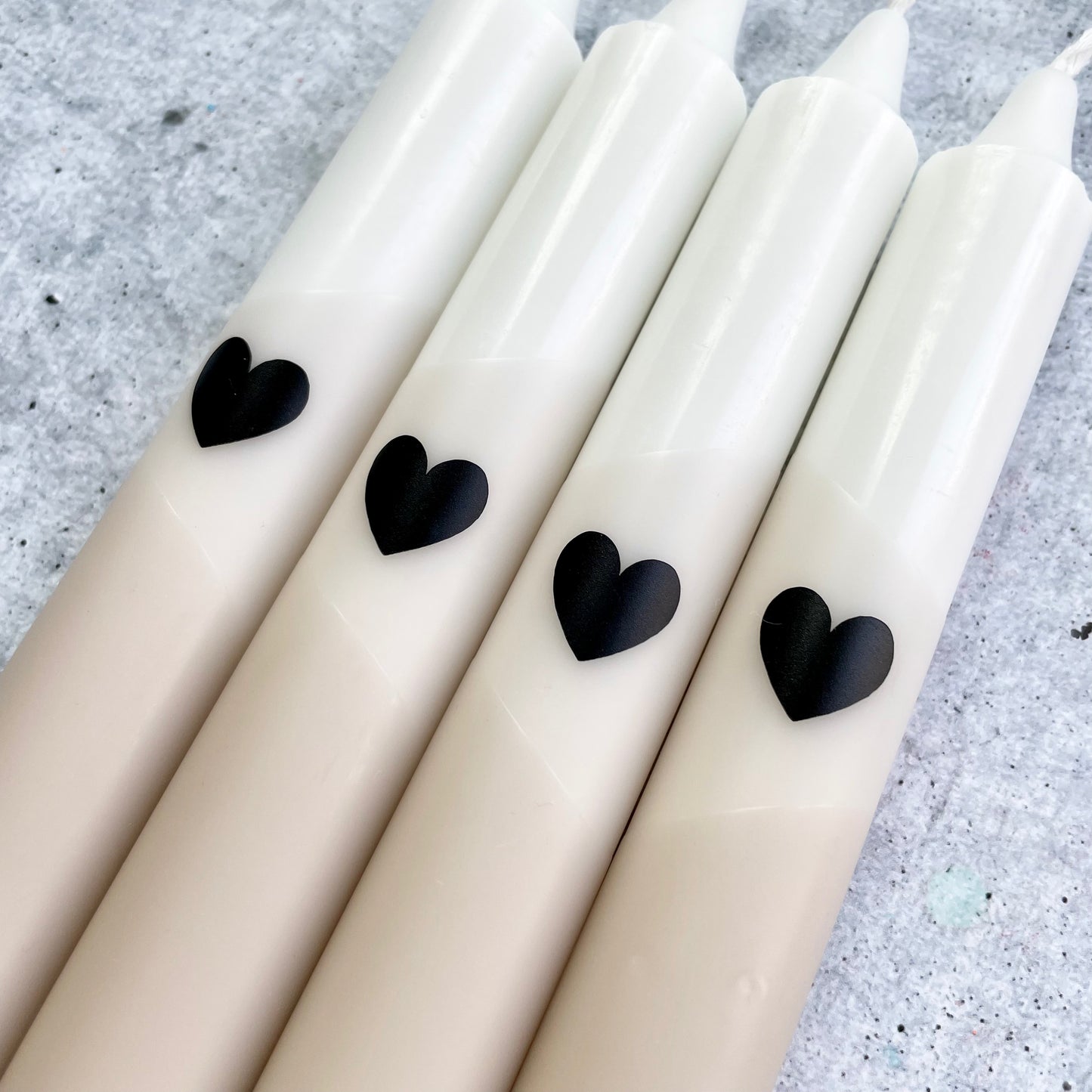 Eulenschnitt x Wolkenreich | Dip Dye Kerzen | Herz beige Boho | 4er Set