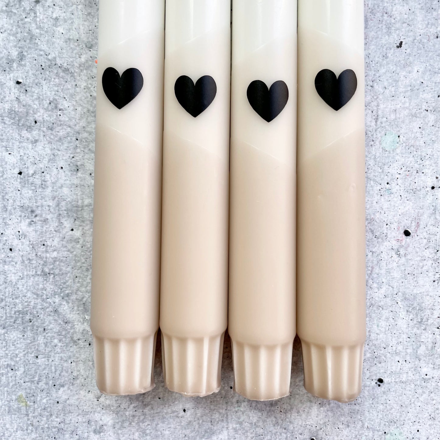 Eulenschnitt x Wolkenreich | Dip Dye Kerzen | Herz beige Boho | 4er Set