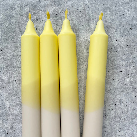 Dip Dye Kerzen | beige-gelb | 4er Set