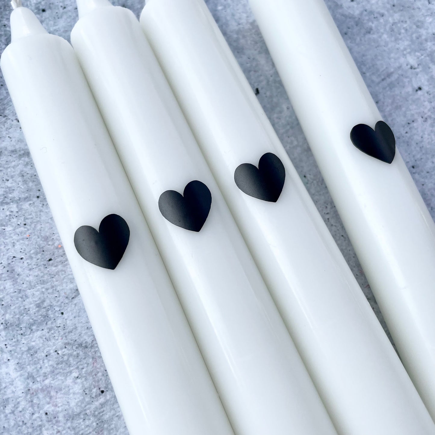 Eulenschnitt x Wolkenreich | Dip Dye Kerzen | Herz weiß | 4er Set