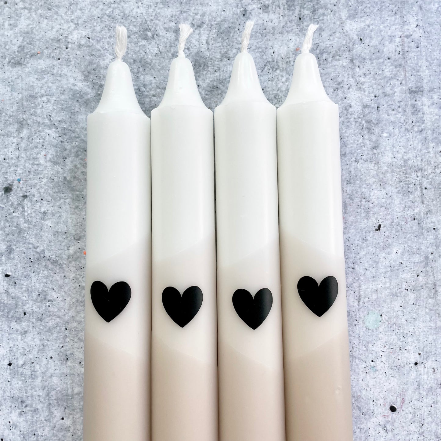 Eulenschnitt x Wolkenreich | Dip Dye Kerzen | Herz beige Boho | 4er Set