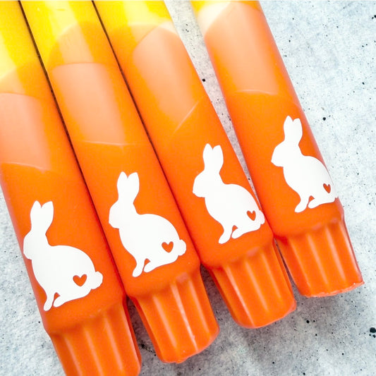 Dip Dye Kerzen | orange-gelb | Osterhase weiß | 4er Set