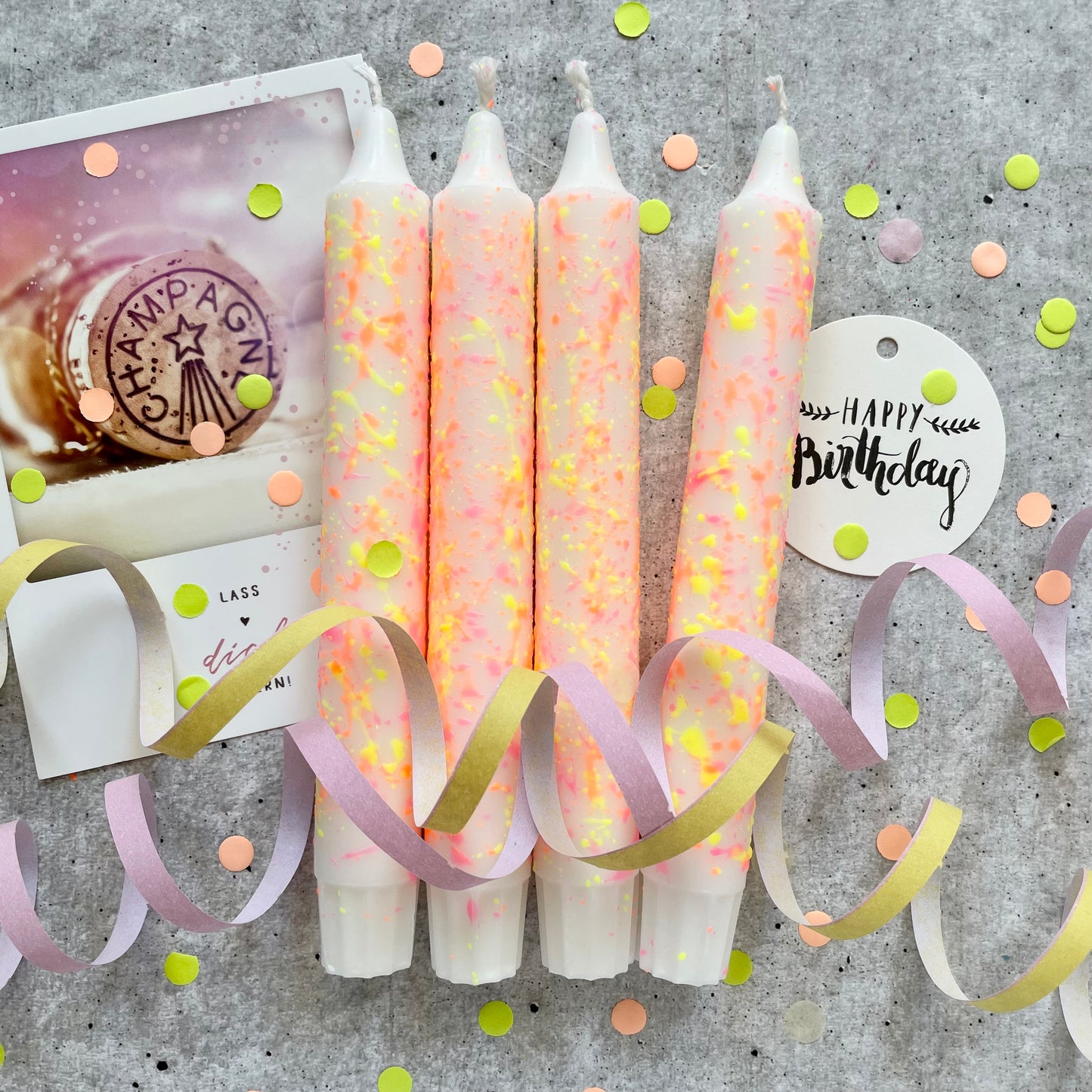 Konfettikerzen Neon | 4er Set
