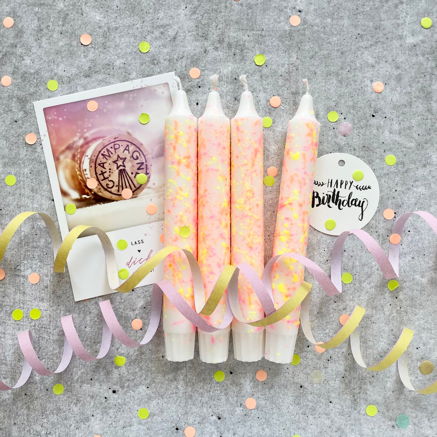 Konfettikerzen Neon | 4er Set