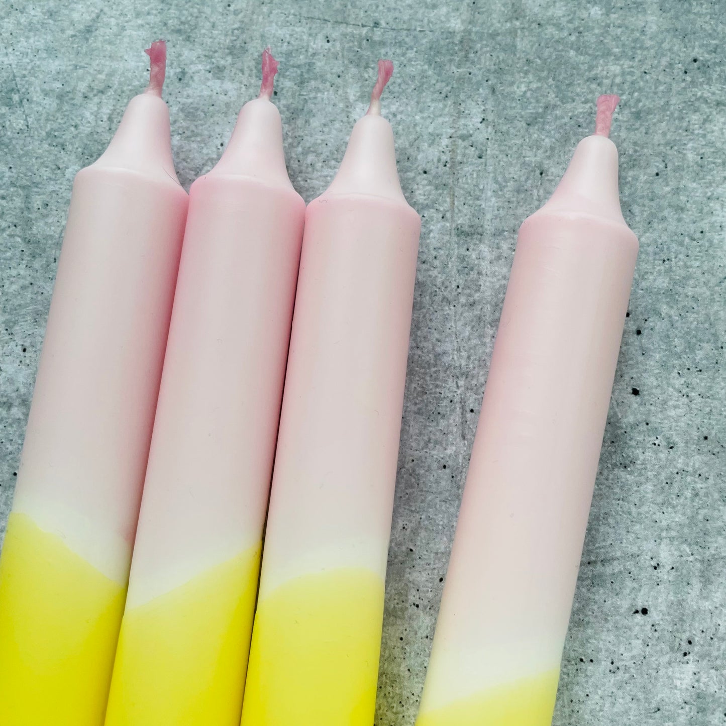 Dip Dye Kerzen | rosa-gelb | 4er Set