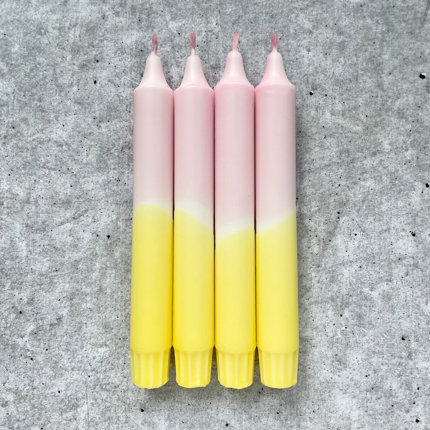 Dip Dye Kerzen | rosa-gelb | 4er Set
