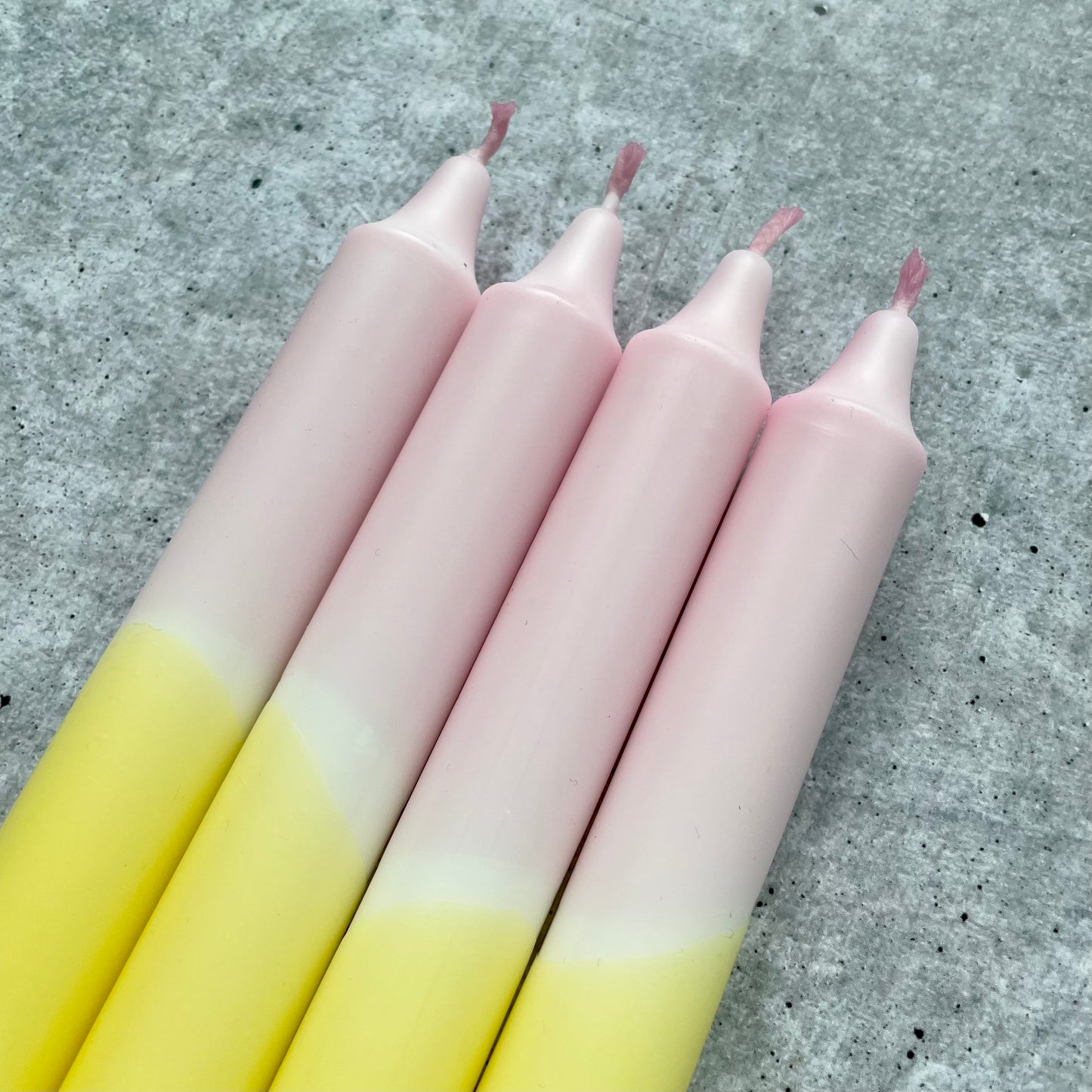 Dip Dye Kerzen | rosa-gelb | 4er Set
