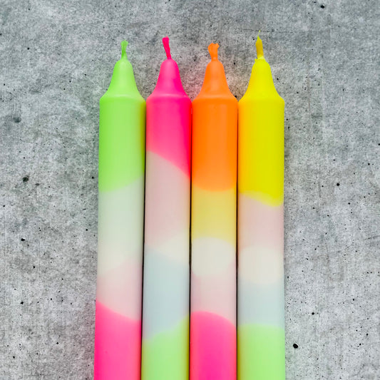 Dip Dye Kerzen | Neon-Frühling Mix | 4er Set