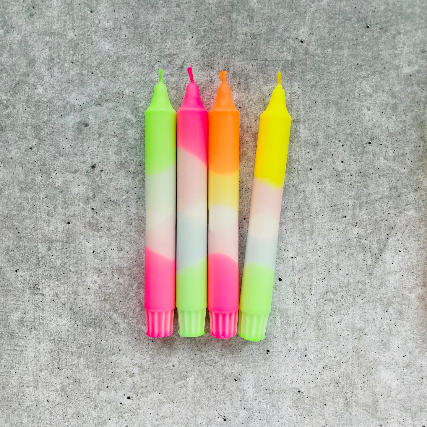 Dip Dye Kerzen | Neon-Frühling Mix | 4er Set