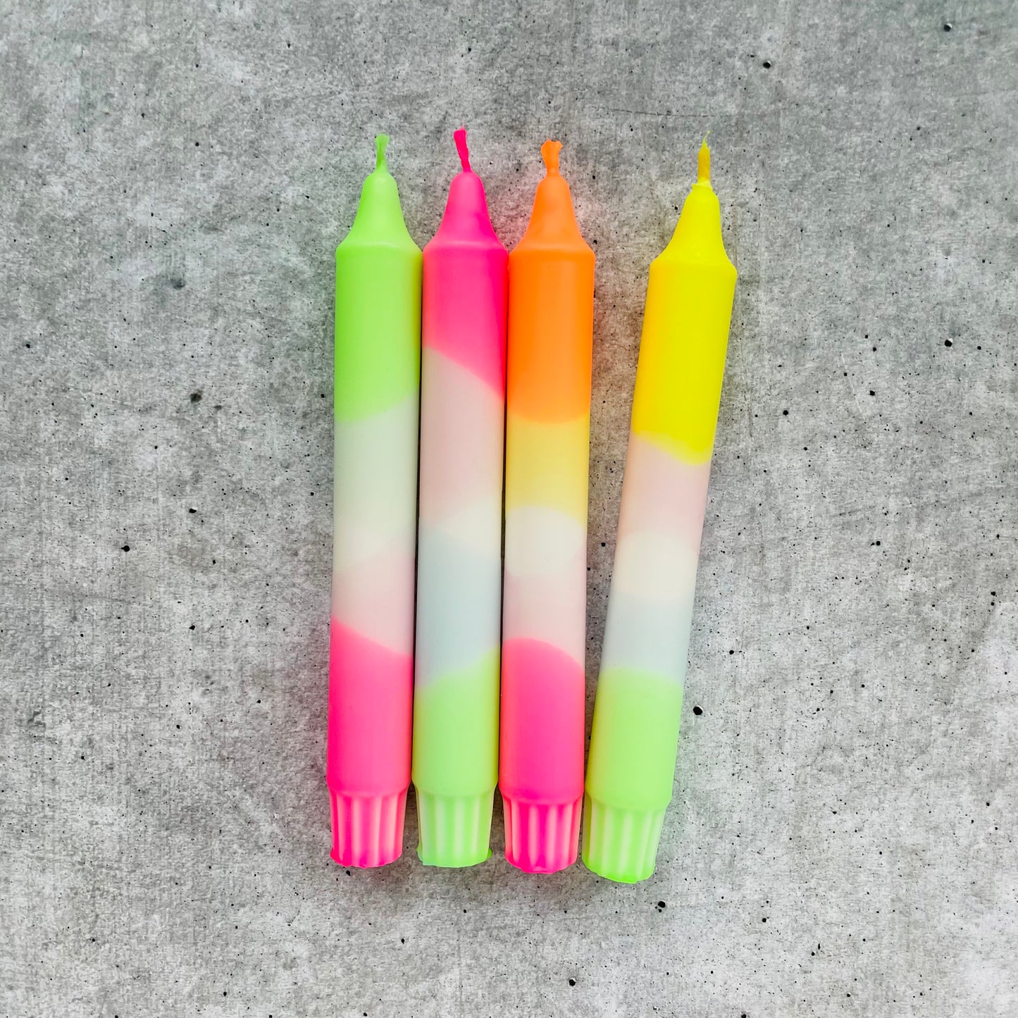 Dip Dye Kerzen | Neon-Frühling Mix | 4er Set