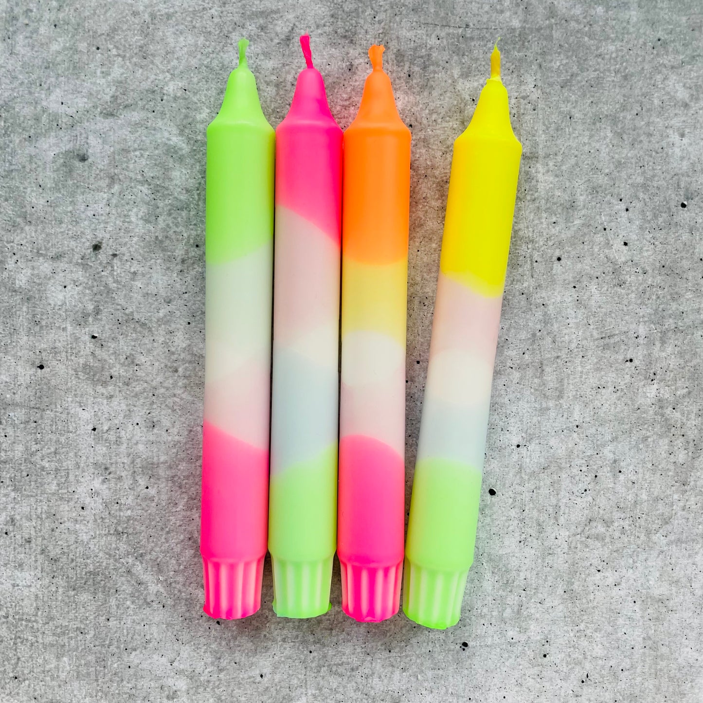 Dip Dye Kerzen | Neon-Frühling Mix | 4er Set