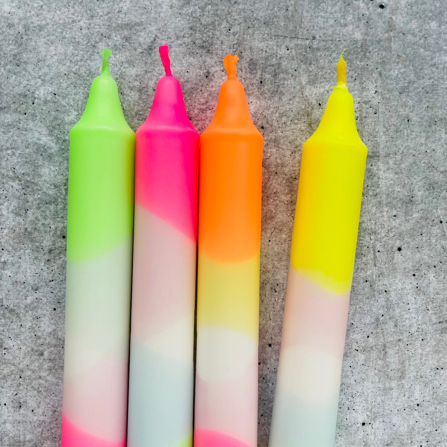 Dip Dye Kerzen | Neon-Frühling Mix | 4er Set