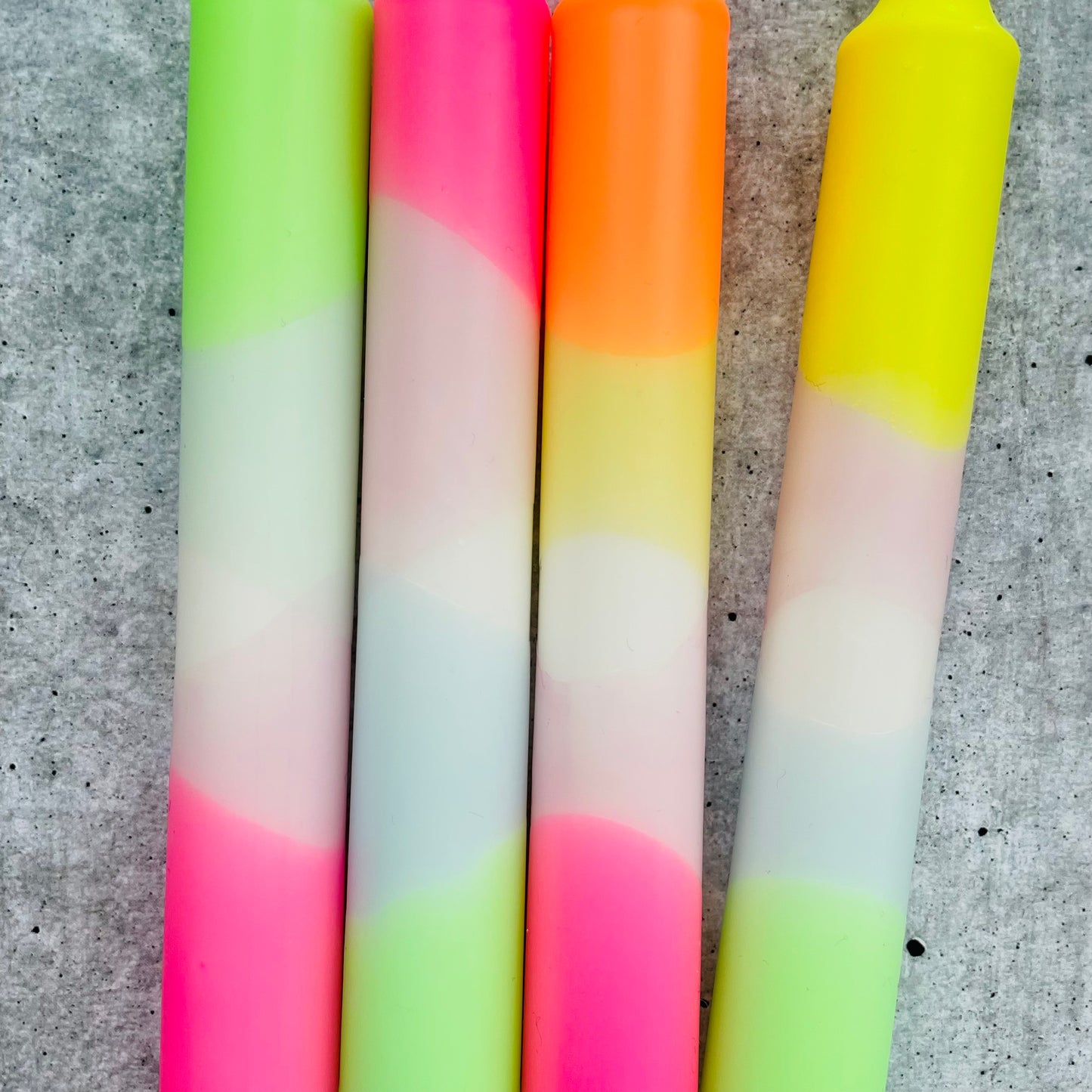 Dip Dye Kerzen | Neon-Frühling Mix | 4er Set
