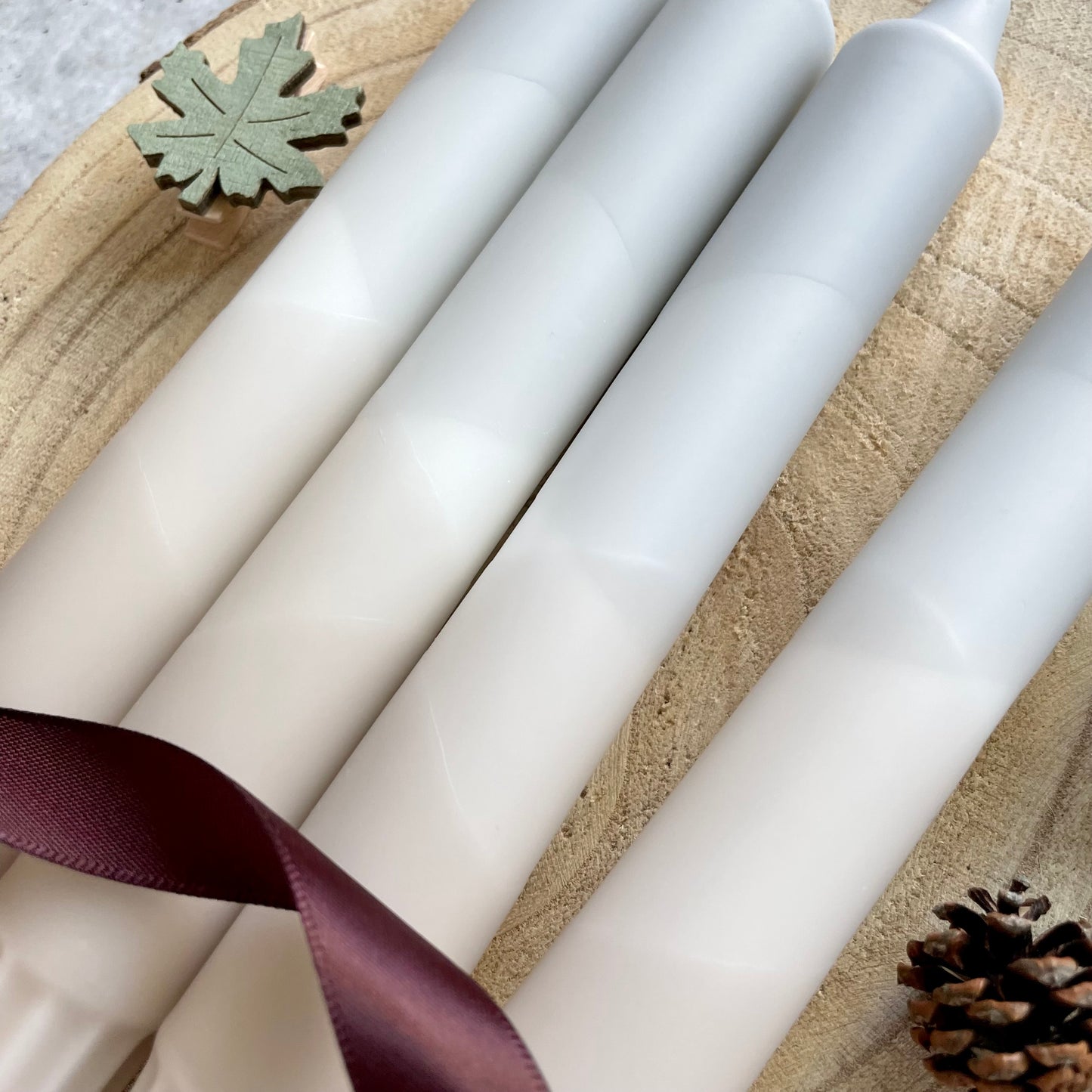 Dip Dye Kerzen | grau-beige | 4er Set