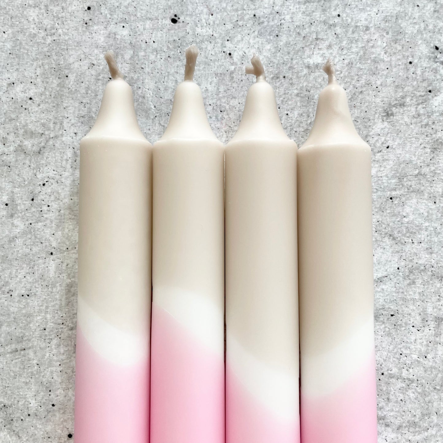 Dip Dye Kerzen | Boho beige-rosa | 4er Set
