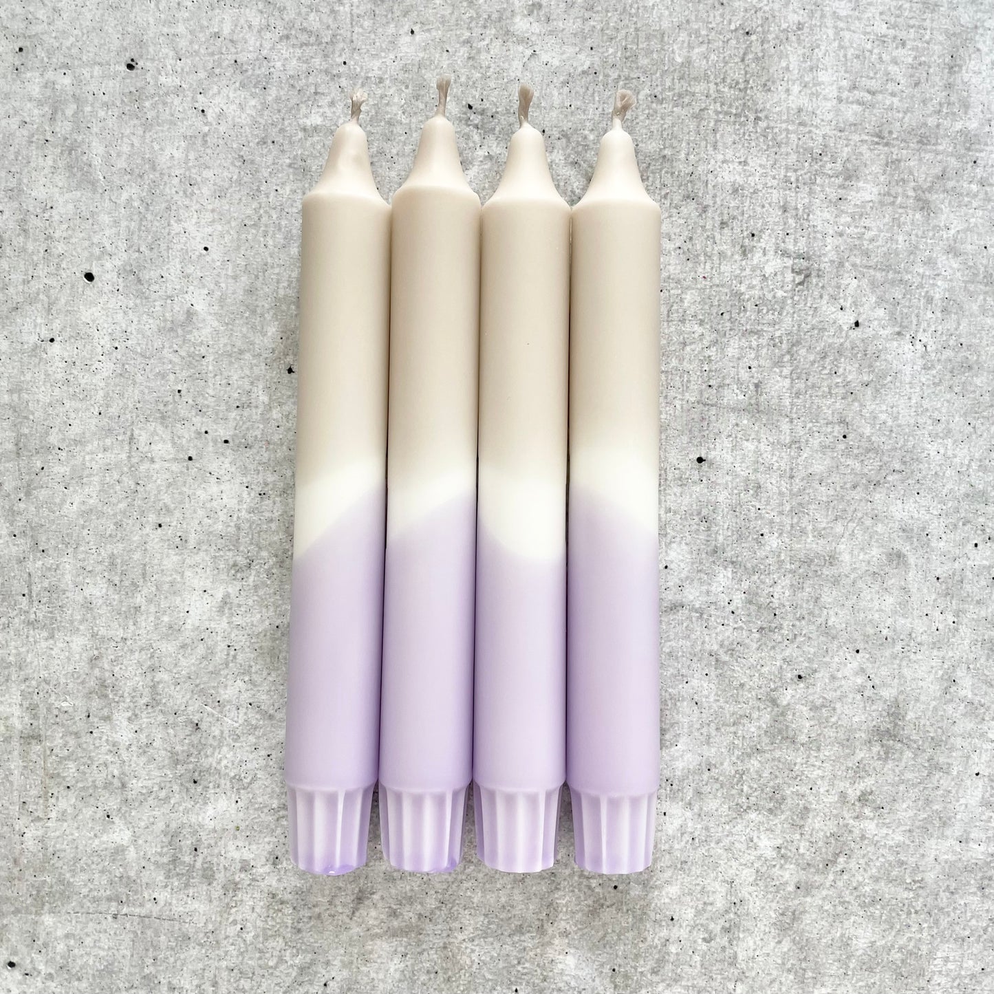 Dip Dye Kerzen | Boho beige-flieder | 4er Set