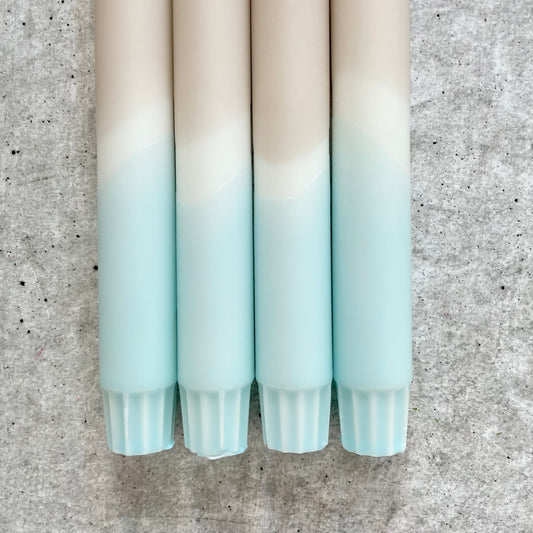 Dip Dye Kerzen | Boho beige-türkis | 4er Set