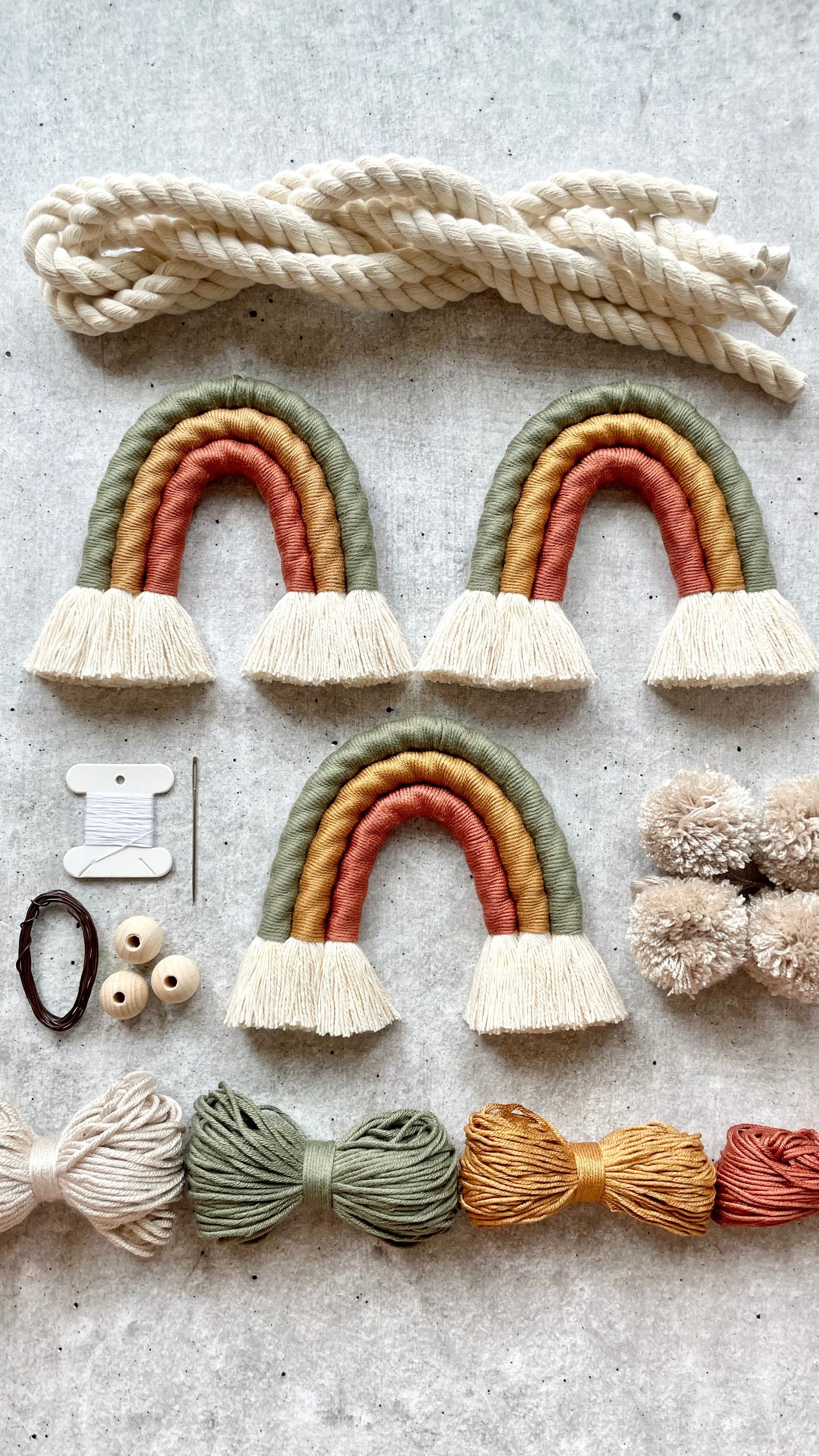 DIY Kit Makramee Boho Regenbogen-Girlande