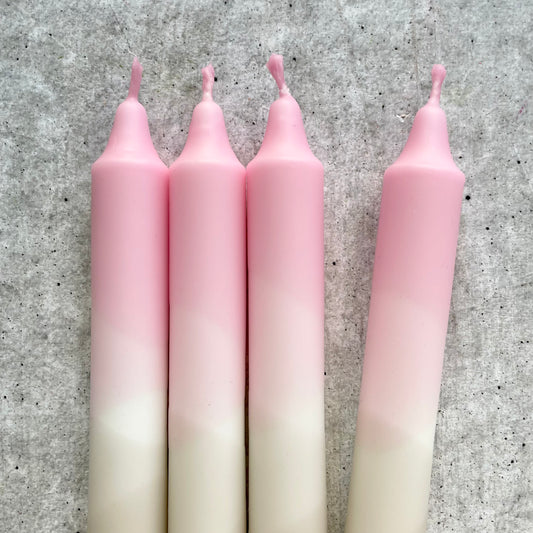 Dip Dye Kerzen | rosa-beige | 4er Set