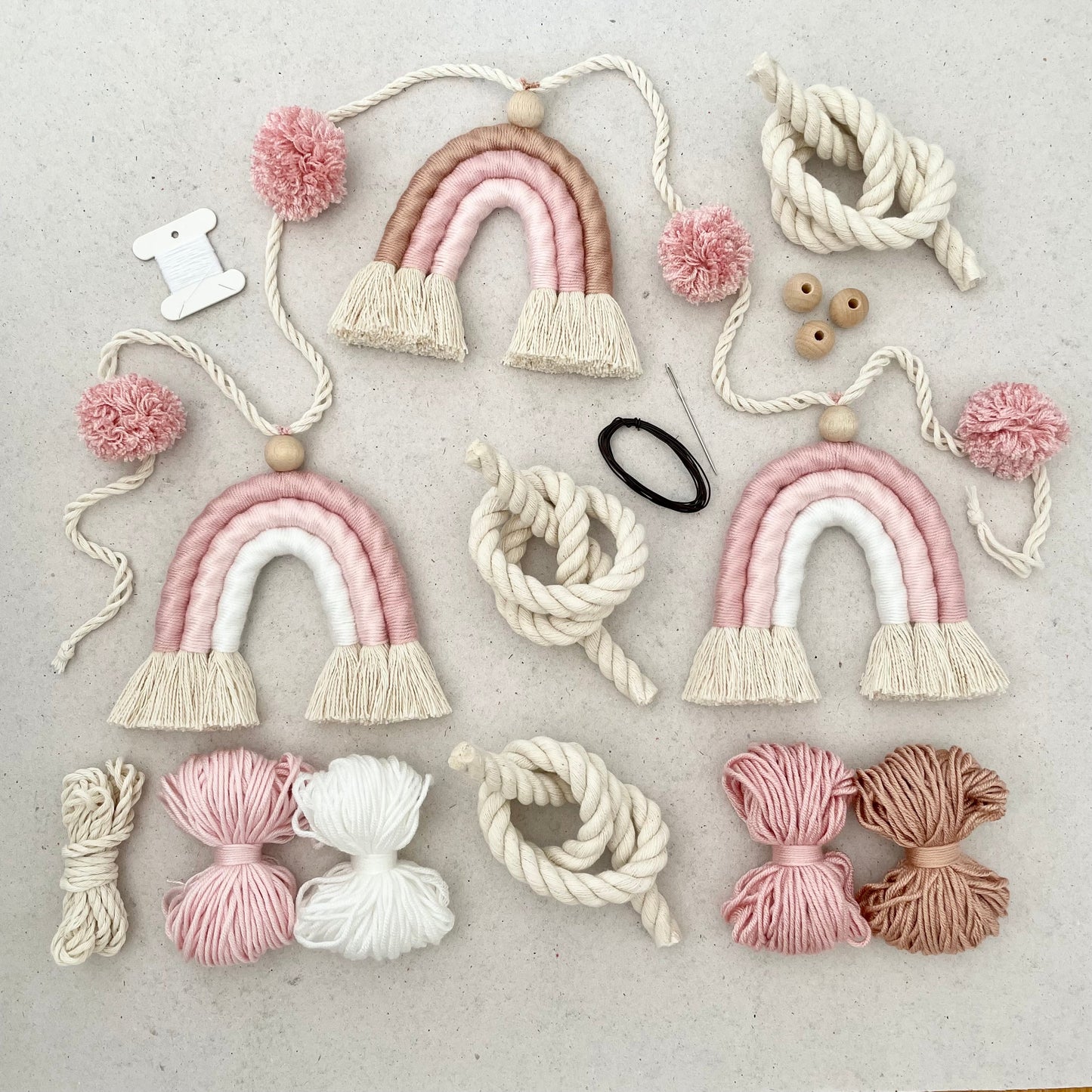 DIY Kit Makramee Boho Regenbogen-Girlande