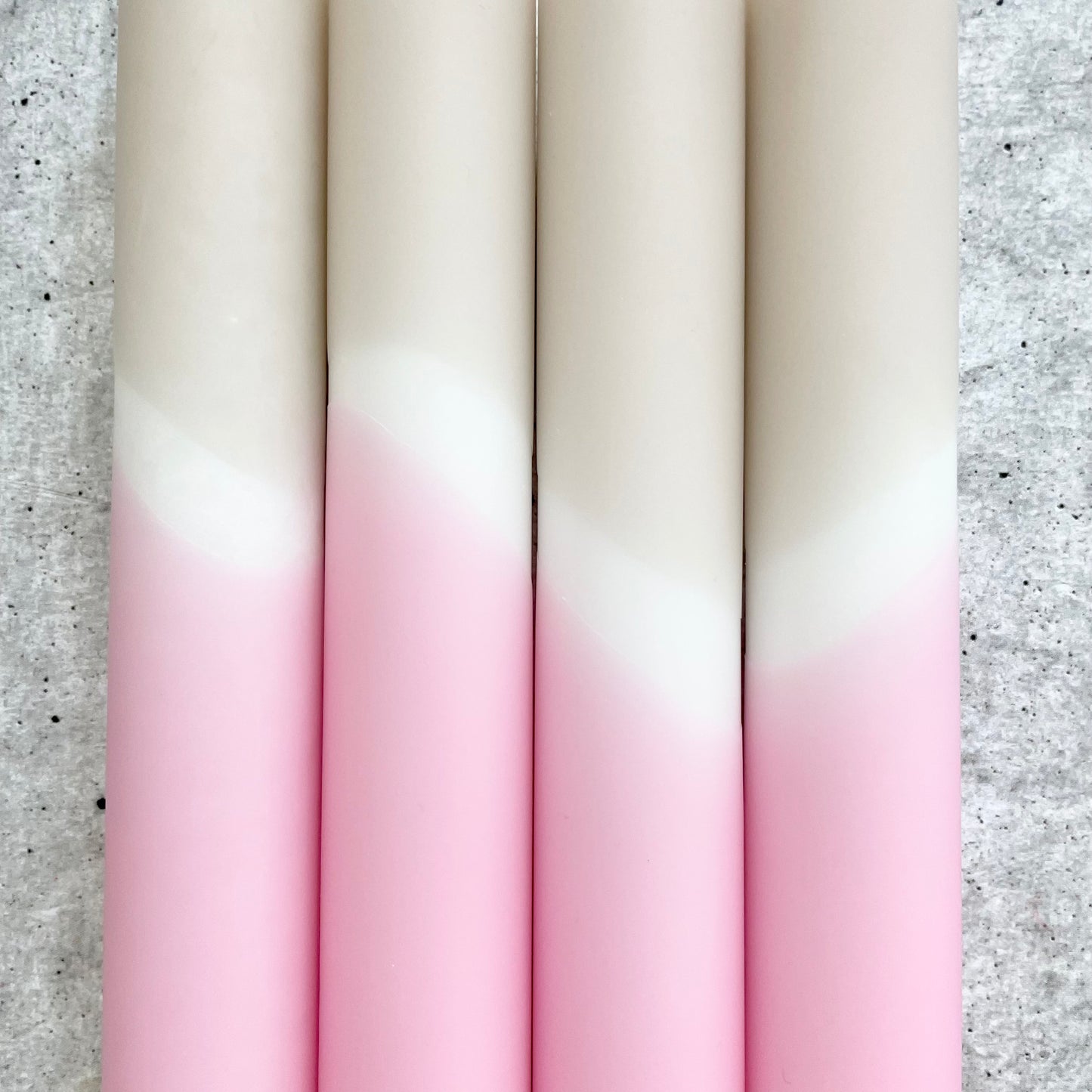 Dip Dye Kerzen | Boho beige-rosa | 4er Set