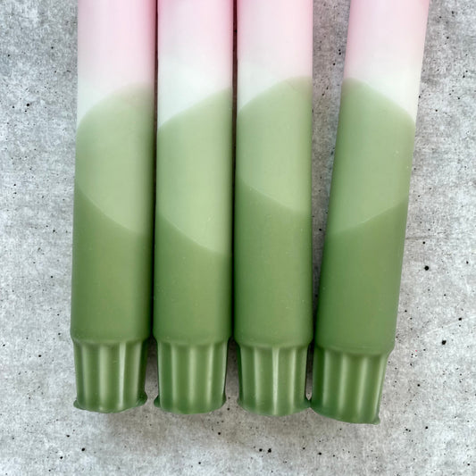 Dip Dye Kerzen | olive-rosa | 4er Set