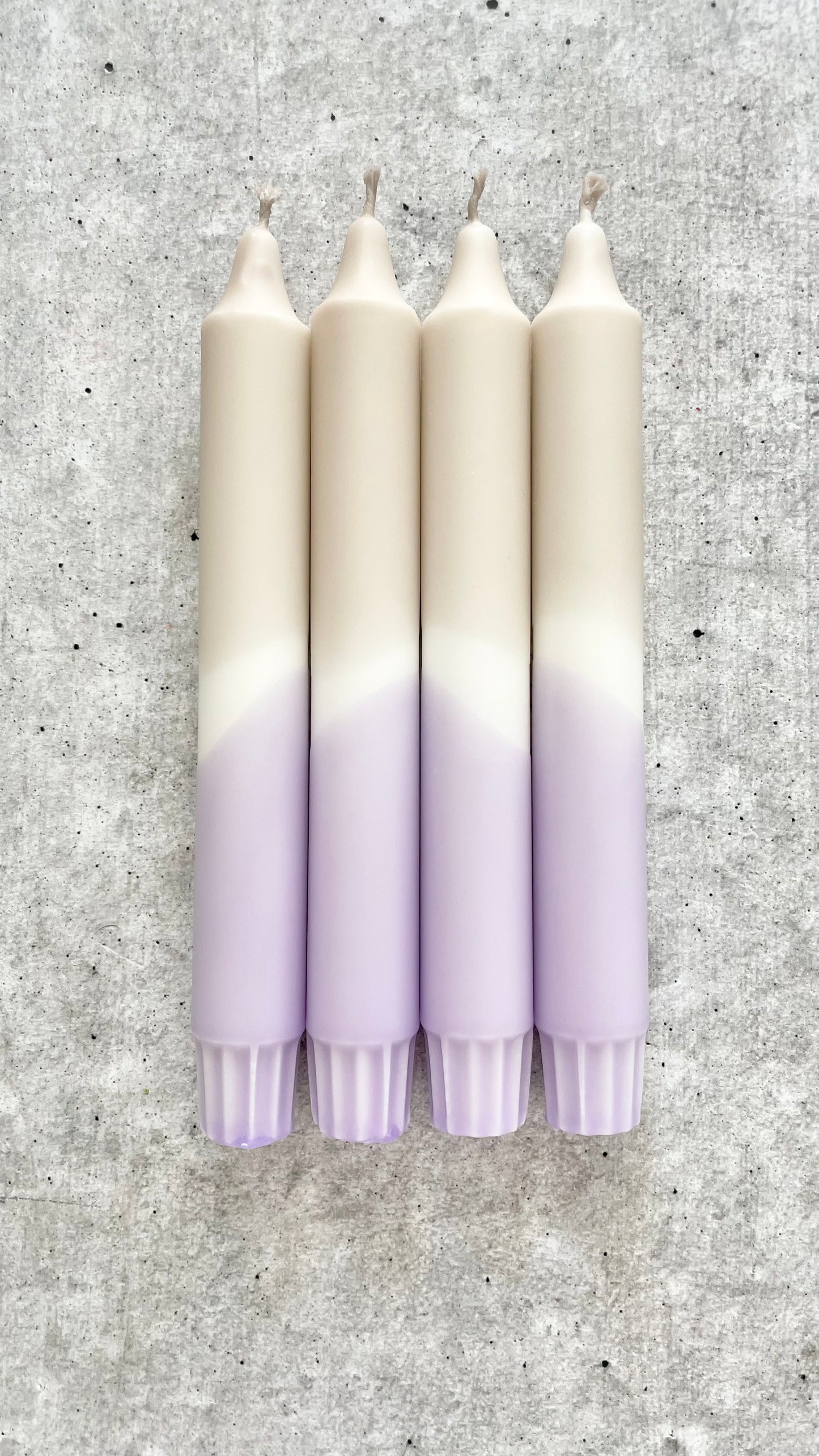Dip Dye Kerzen | Boho beige-flieder | 4er Set