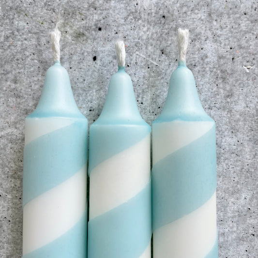 Dip Dye Kerzen | Swirl hellblau | 4er Set