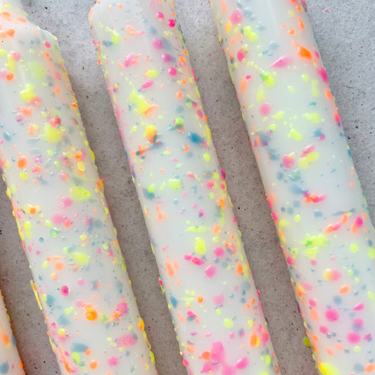 Konfettikerzen neon + blau | 4er Set