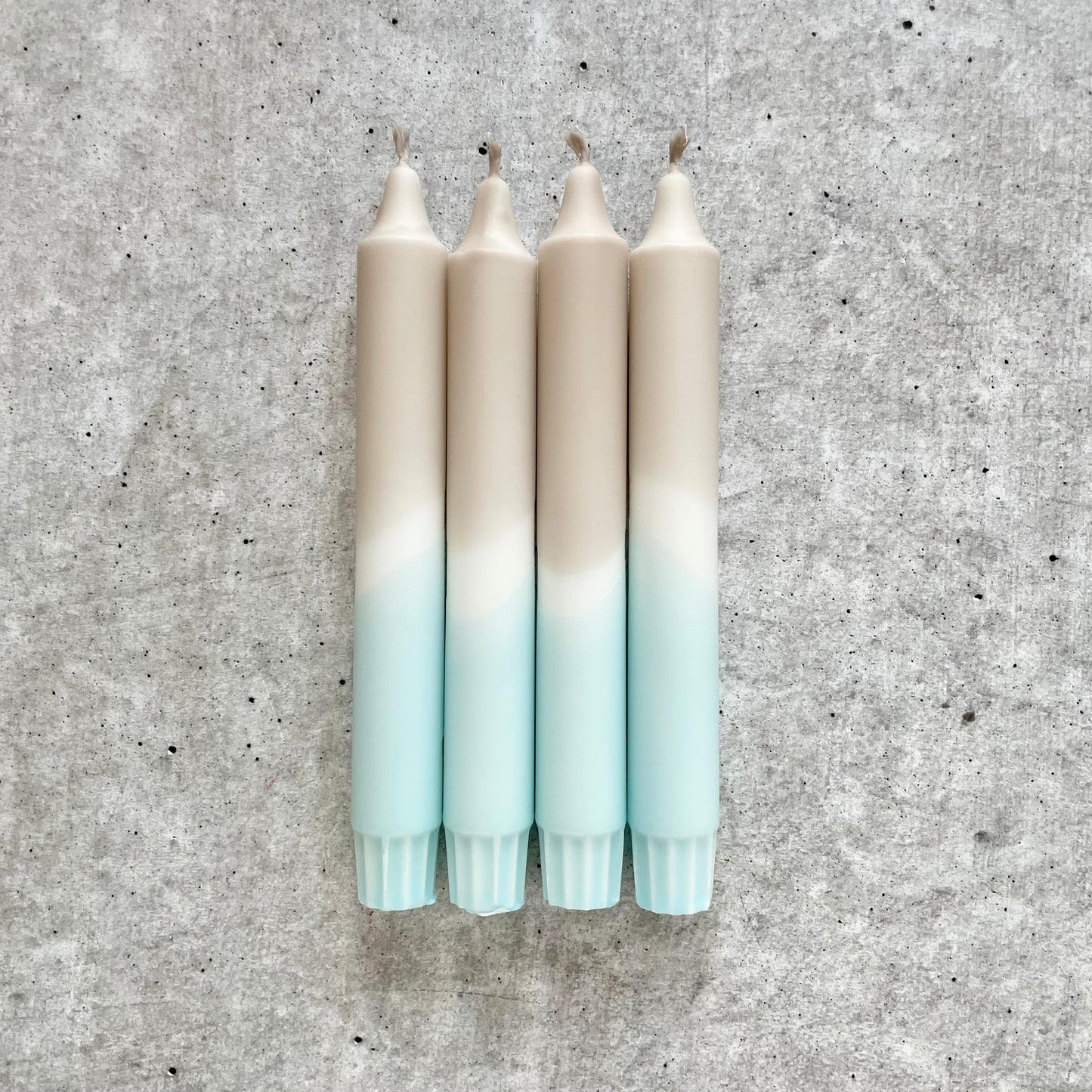 Dip Dye Kerzen | Boho beige-türkis | 4er Set