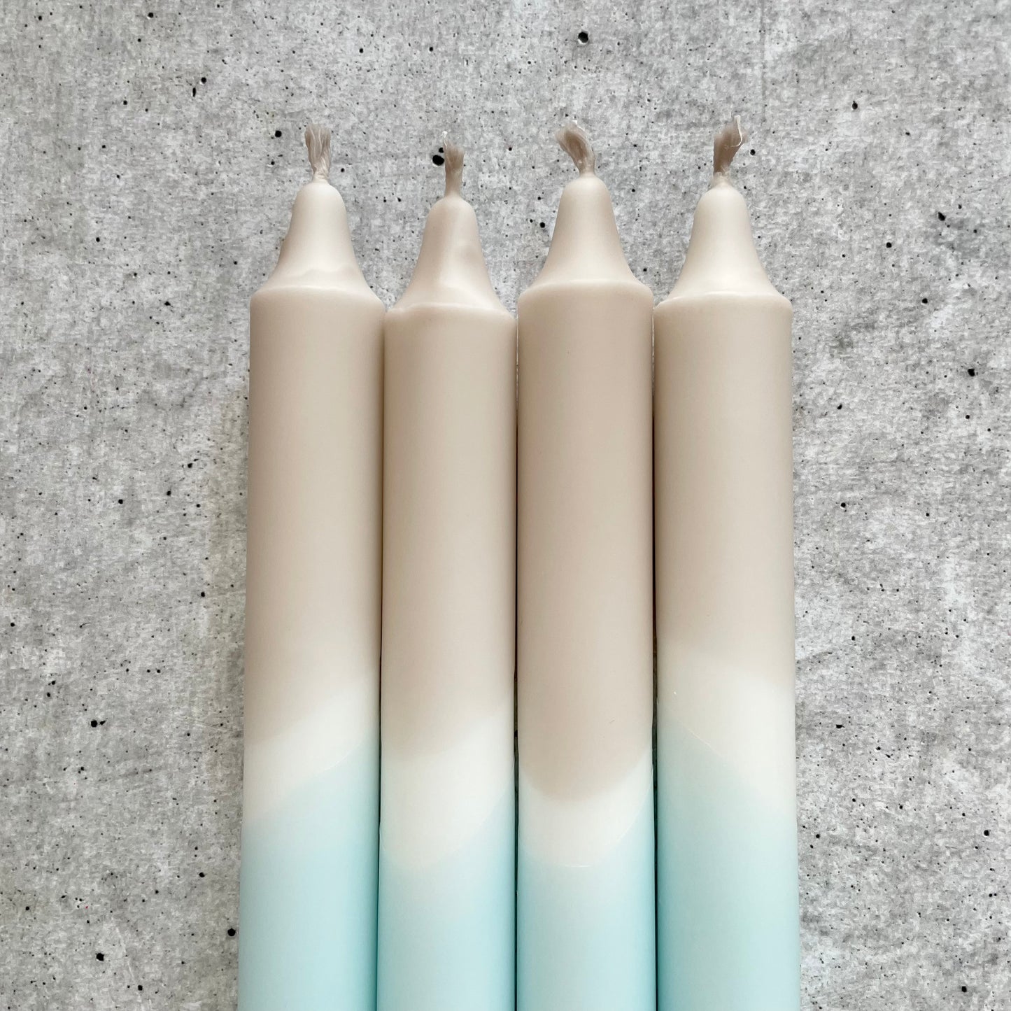 Dip Dye Kerzen | Boho beige-türkis | 4er Set