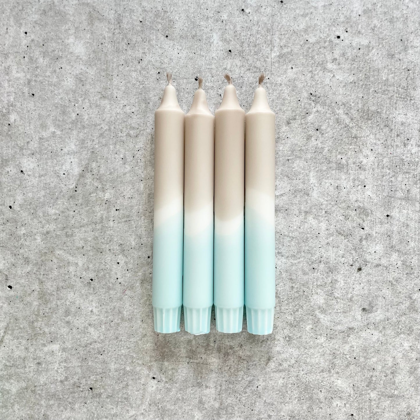 Dip Dye Kerzen | Boho beige-türkis | 4er Set