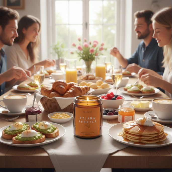 Pyjamasonntag | Sonntagsfrühstück | Duftkerze, Sojawachs