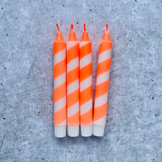 Dip Dye Kerzen | Swirl neonorange | 4er Set