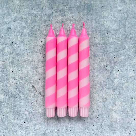 Dip Dye Kerzen | Swirl rosa-neonpink | 4er Set